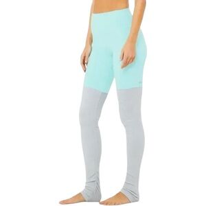 Alo‎ Yoga High Waist Goddess Legging Turquoise/ Grey Heather Balletcore Size XS